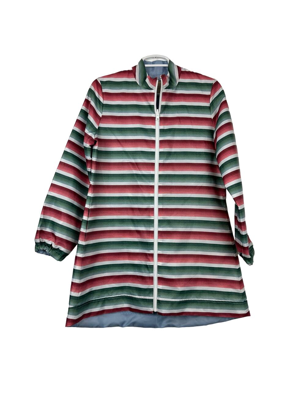 Byrdie Golf Social Wear Long Striped Full Zip Jacket Small Athletic Preppy